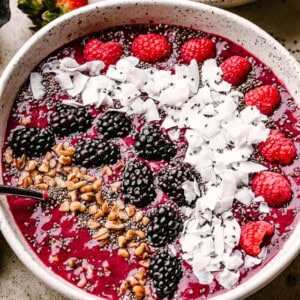 acai bowl topped with fruits