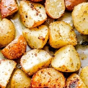 red baby potatoes cut in quarters