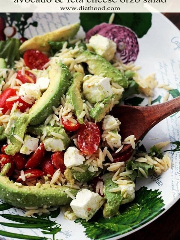 Avocado and Feta Cheese Orzo Salad | www.diethood.com