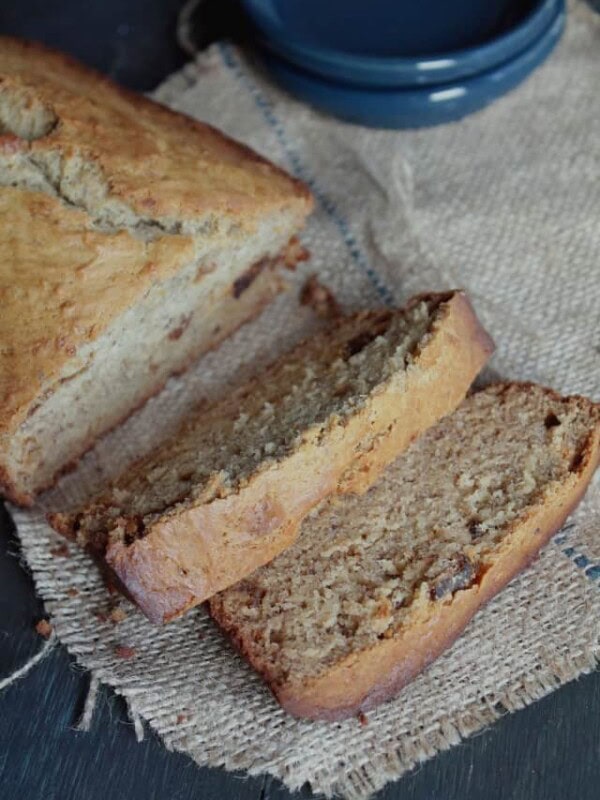 Peanut Butter Banana Bread with Candied Bacon