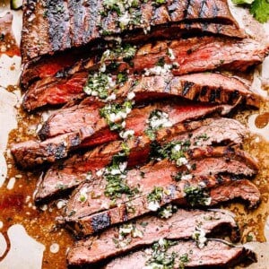 Flank steak slices