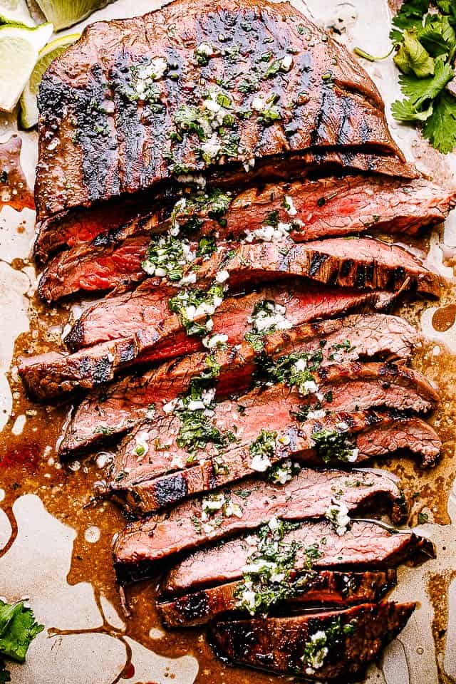 Flank steak slices