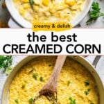 Creamed corn Pinterest image.