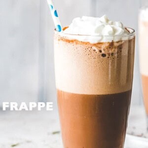 Frappe Recipe - A delicious iced-coffee beverage prepared with espresso and milk. Our rich and creamy homemade version is super easy to make and it tastes thousand times better! 