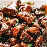 Honey garlic steak bites Pinterest image.