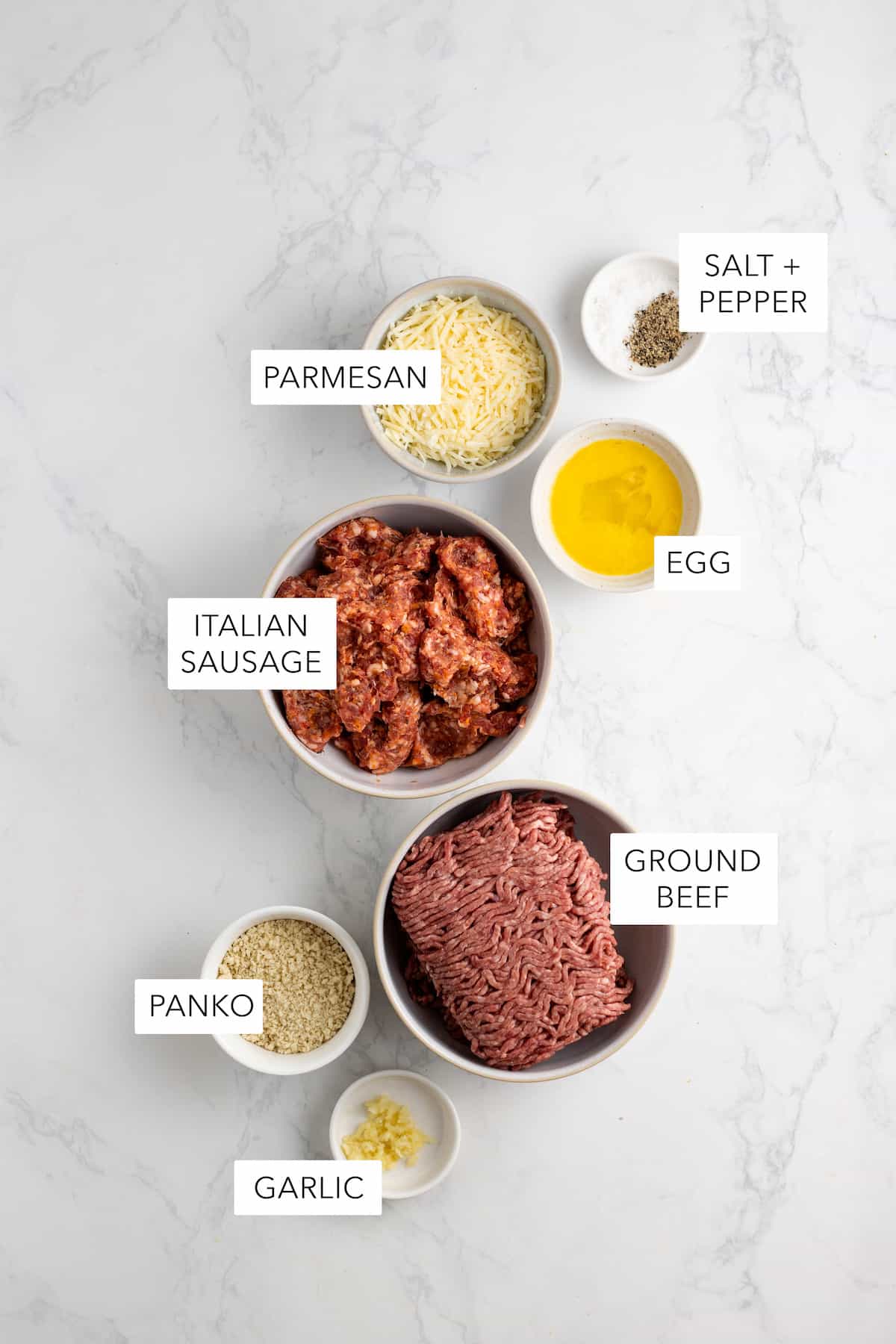 Ingredients for the meatballs in Italian wedding soup.