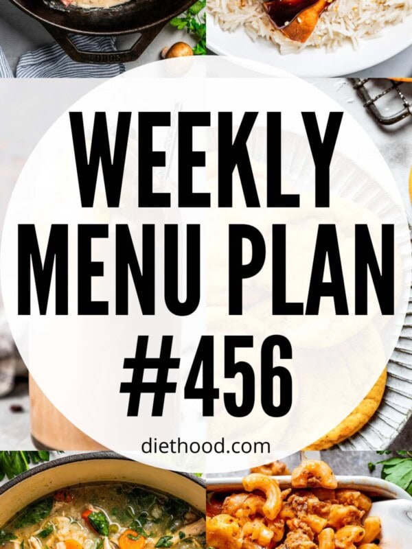 Weekly Menu Plan 456 six image collage Pinterest image.