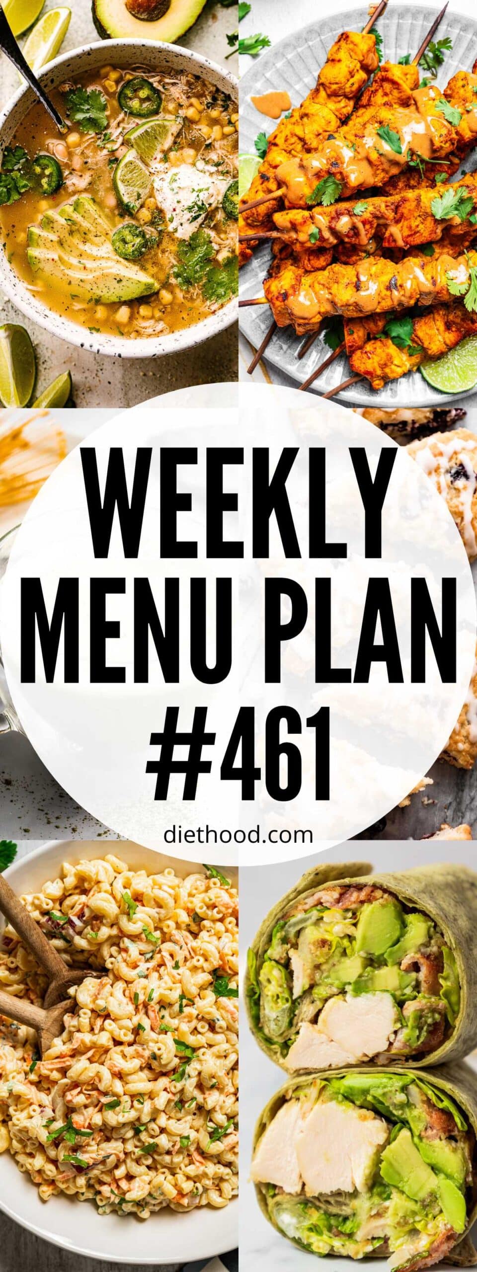 Weekly Menu Plan 461 six image collage Pinterest image.