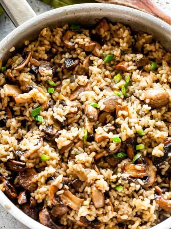 Mushroom Rice in a skillet