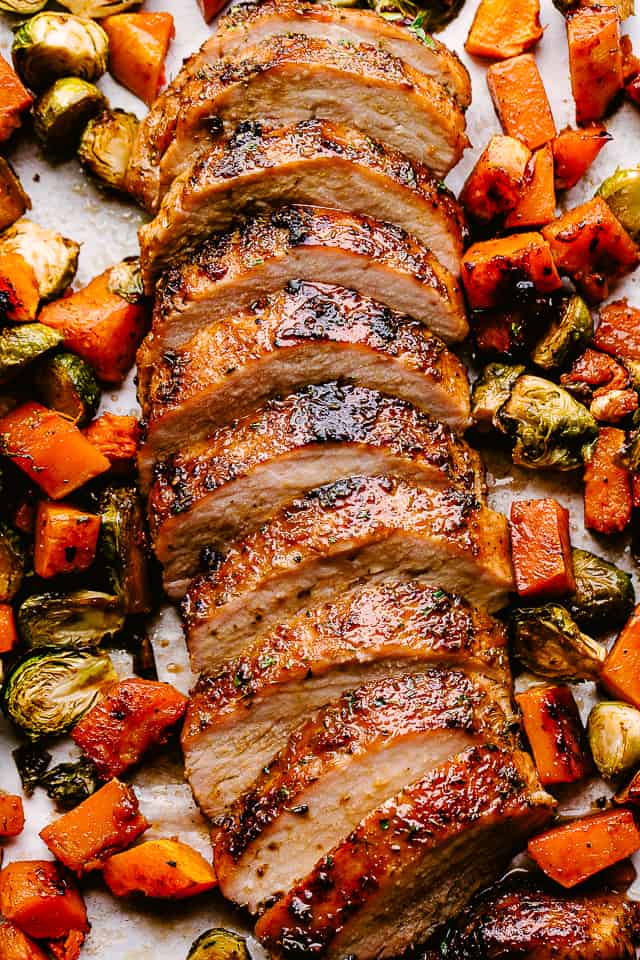 Sliced Pork Roast with roasted vegetables