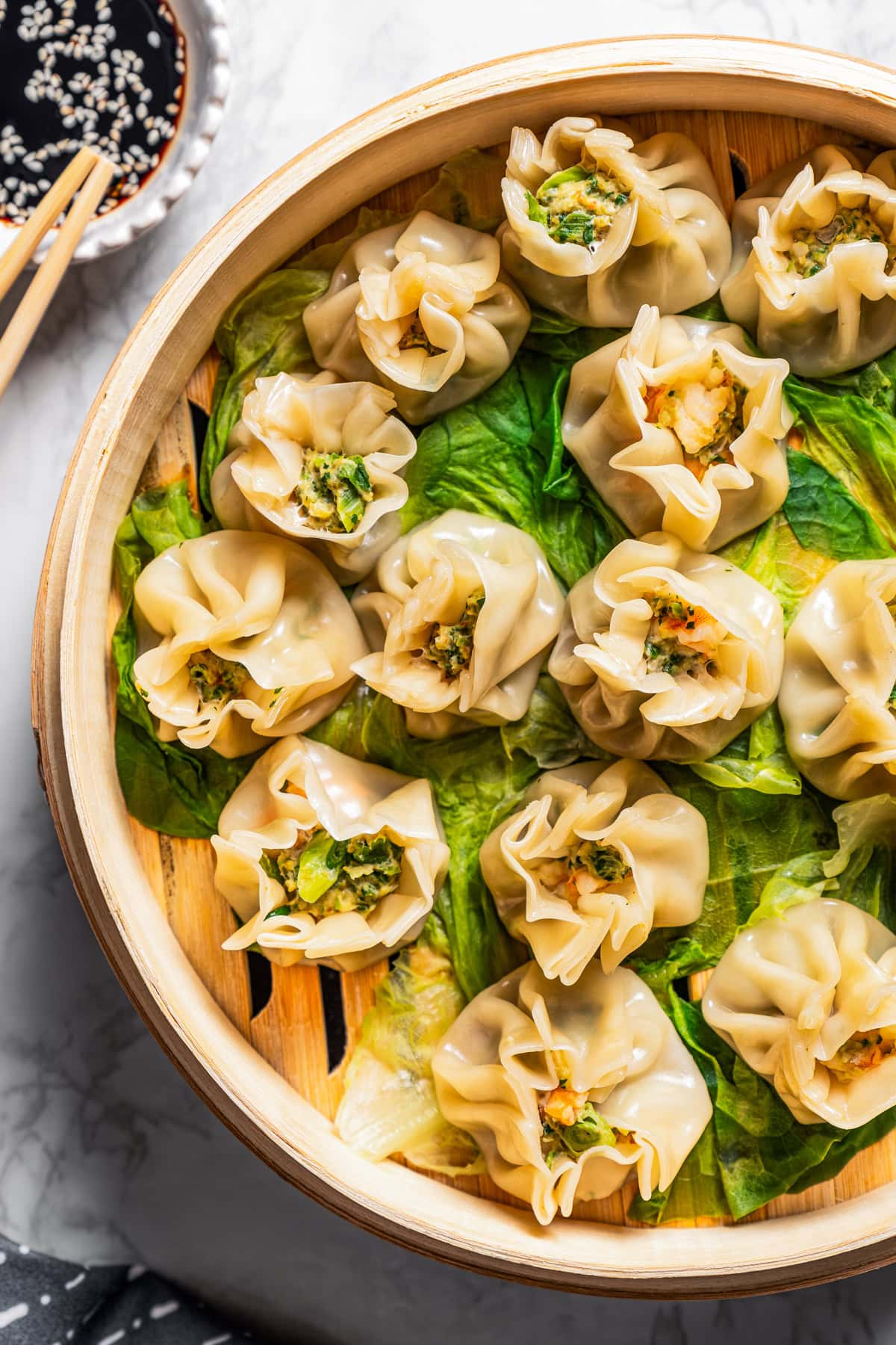 Basket with dumplings.