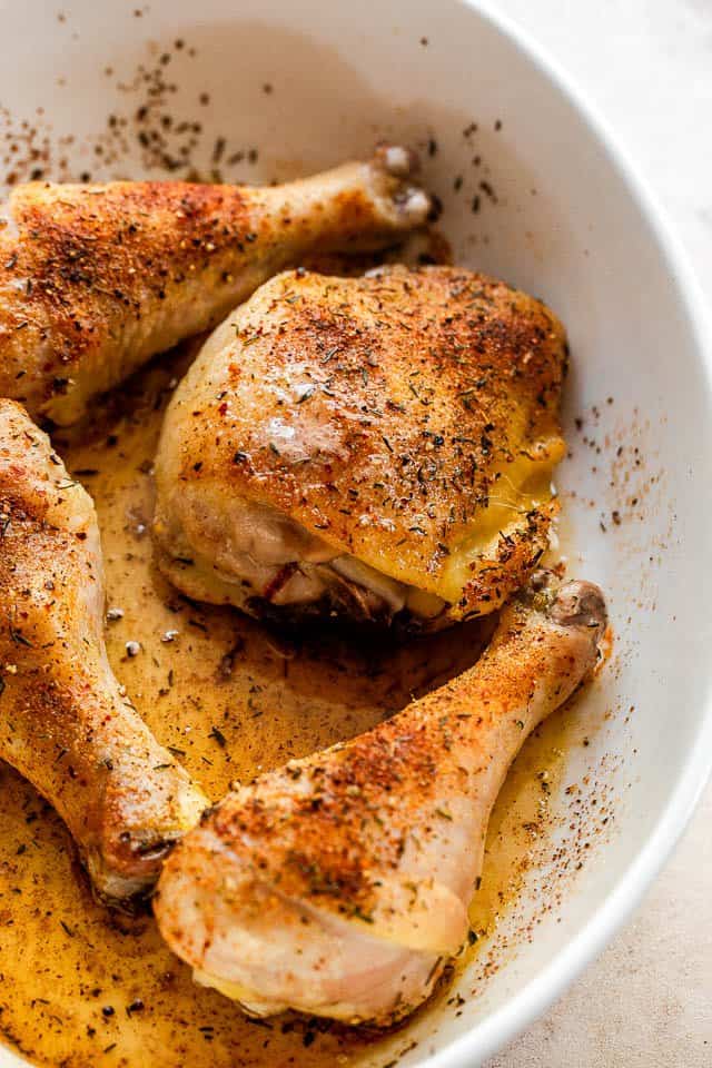 baked chicken drumsticks and chicken thighs