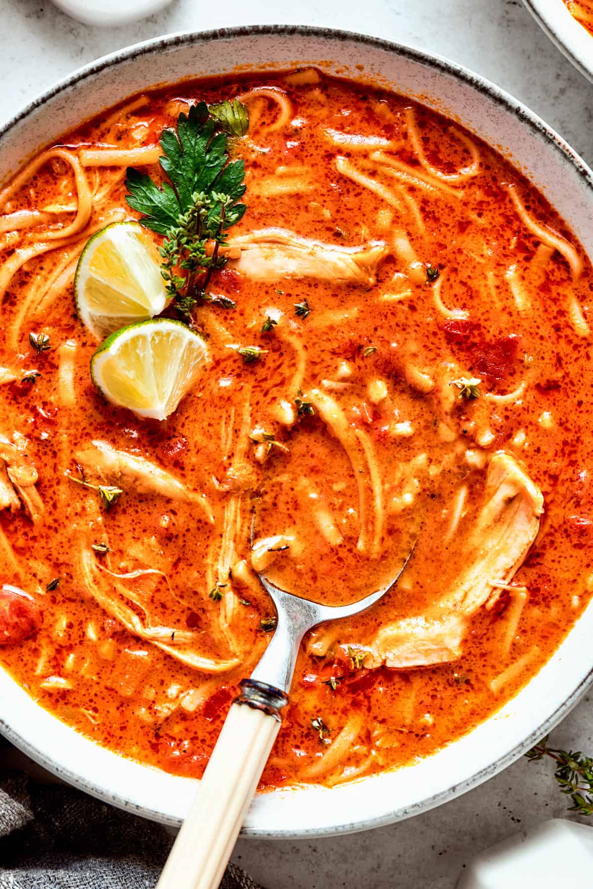 Spicy Chicken Soup served in a bowl.