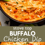 Stovetop Buffalo Chicken Dip two picture collage pin